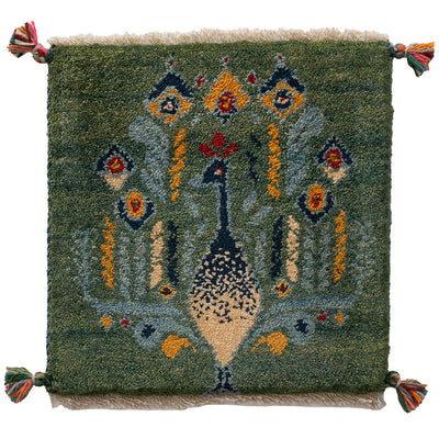 ギャッベ　ペルシャ手織り絨毯　座布団　40×41cm