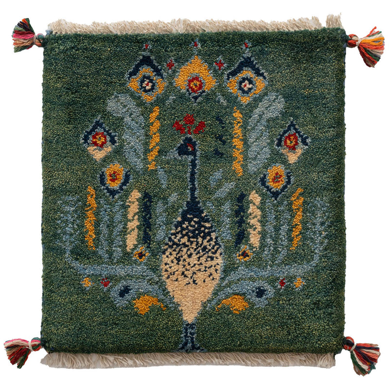 ギャッベ　ペルシャ手織り絨毯　座布団　40×42cm