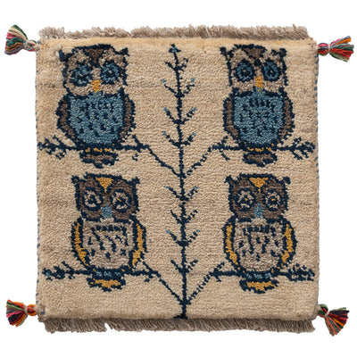 ギャッベ　ペルシャ手織り絨毯　座布団　41×41cm
