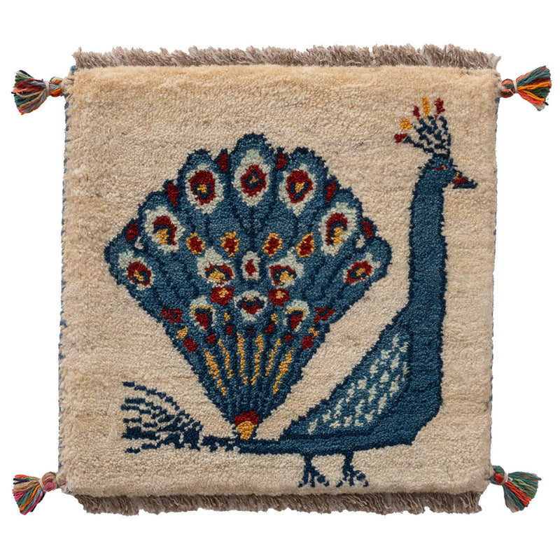 ギャッベ　ペルシャ手織り絨毯　座布団　40×40cm