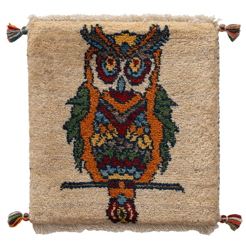 ギャッベ　ペルシャ手織り絨毯　座布団　40×42cm