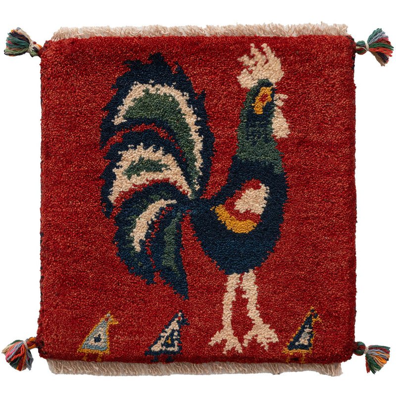 ギャッベ　ペルシャ手織り絨毯　座布団　40×41cm