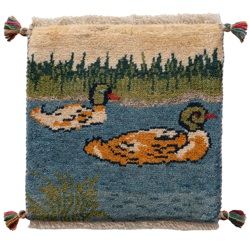 ギャッベ　ペルシャ手織り絨毯　座布団　41×41cm