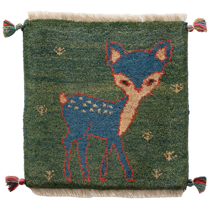 ギャッベ　ペルシャ手織り絨毯　座布団　40×40cm