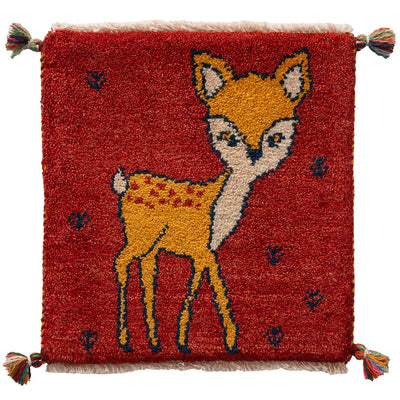 ギャッベ　ペルシャ手織り絨毯　座布団　40×42cm