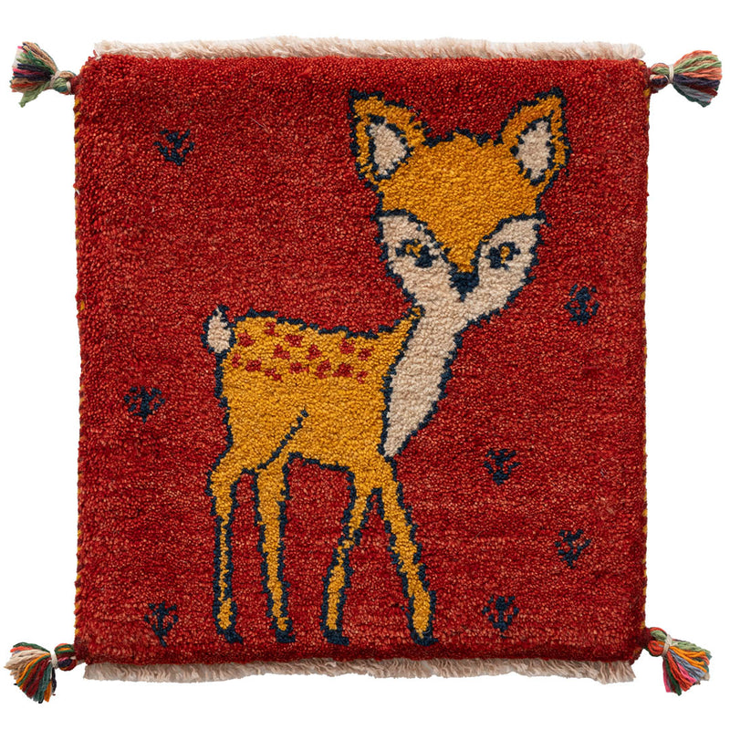 ギャッベ　ペルシャ手織り絨毯　座布団　40×42cm