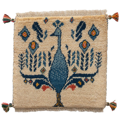 ギャッベ　ペルシャ手織り絨毯　座布団　41×40cm