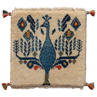 ギャッベ　ペルシャ手織り絨毯　座布団　40×40cm