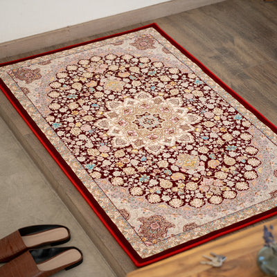 ペルシャカーペット玄関マット　スーザン柄　レッド　75×120cm