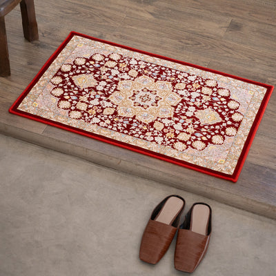 ペルシャカーペット玄関マット　スーザン柄　レッド　50×80cm