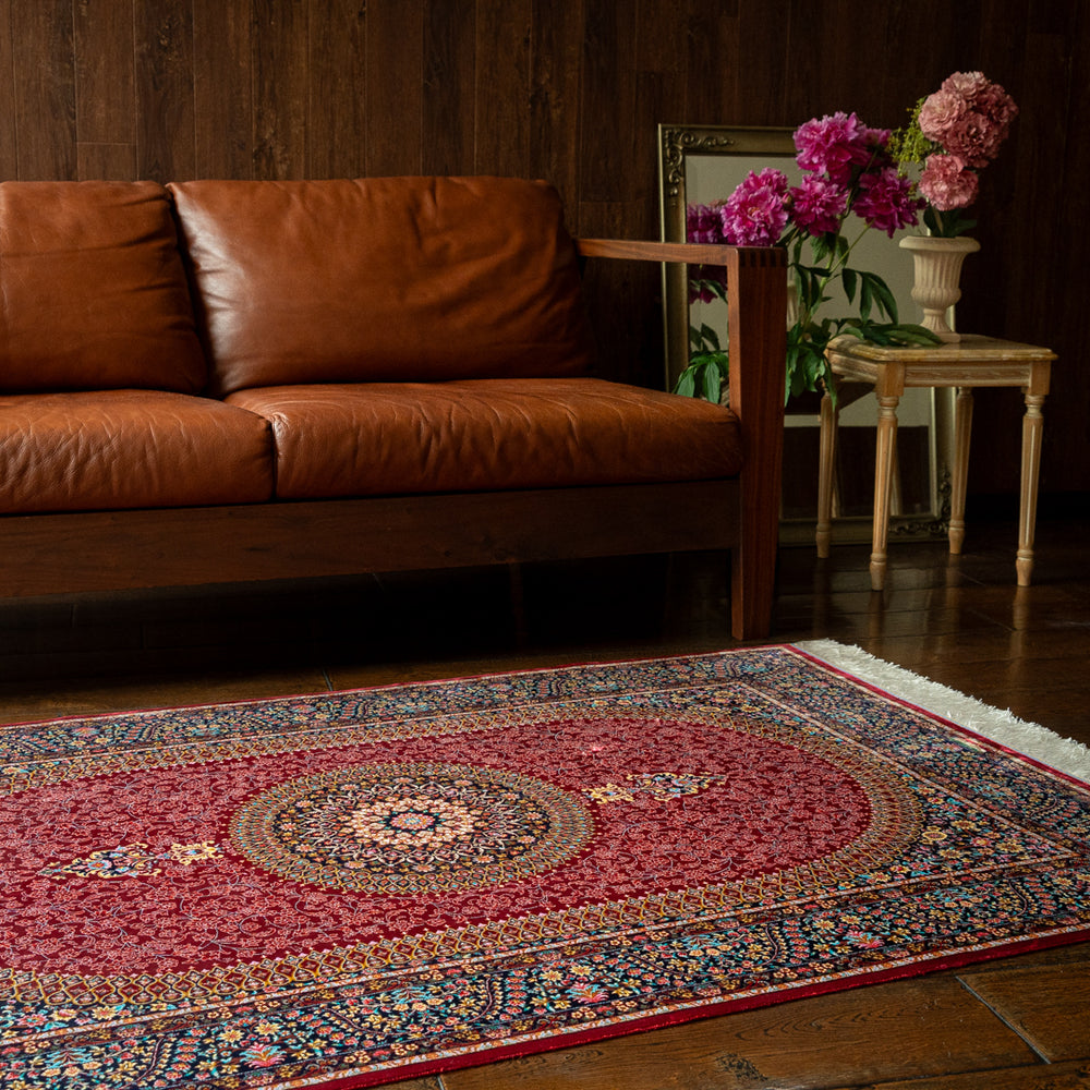 ペルシャ絨毯（機械＆手織り） バンブーシルク ラグサイズ (100×150cm