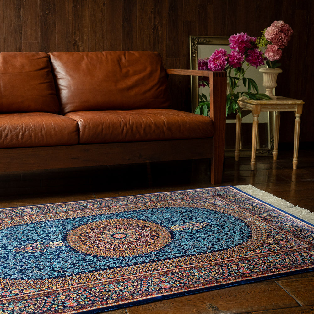 ペルシャ絨毯（機械＆手織り） バンブーシルク ラグサイズ (100×150cm