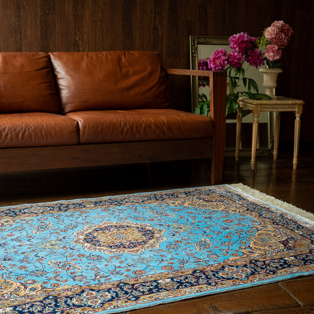 ペルシャ絨毯（機械＆手織り） バンブーシルク ラグサイズ (100×150cm