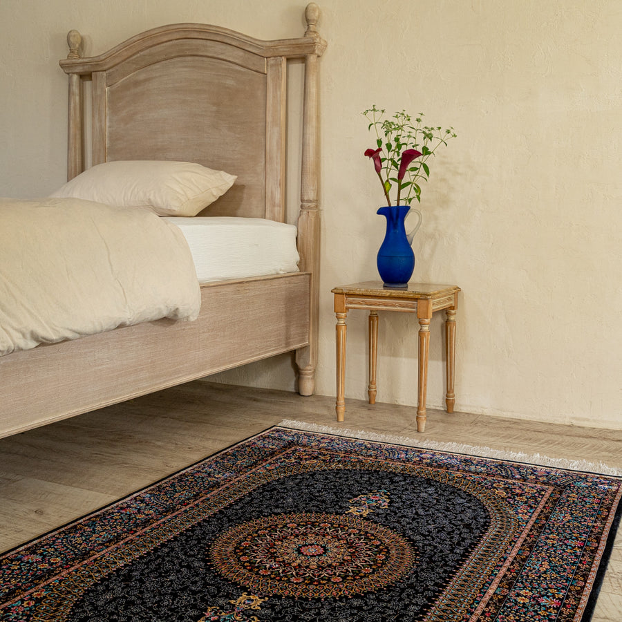 ペルシャ絨毯（機械＆手織り） バンブーシルク ラグサイズ (100×150cm