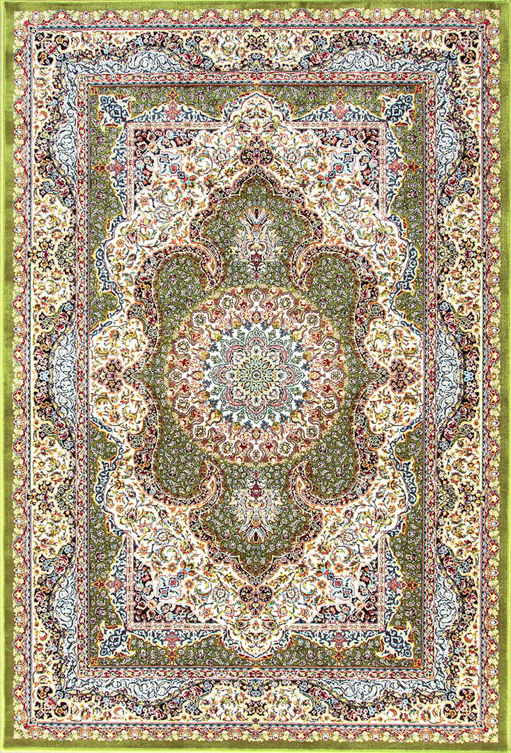 ペルシャ絨毯（機械織）　サーラール柄　グリーン　100×150cm