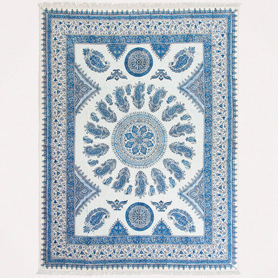 ペルシャ更紗　角型220×280cm　中心柄　ブルー　マルチカバー　イメージ