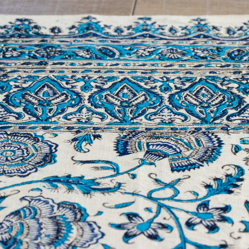ペルシャ更紗　角型130×200cm　総柄　ブルー　マルチカバー　イメージ