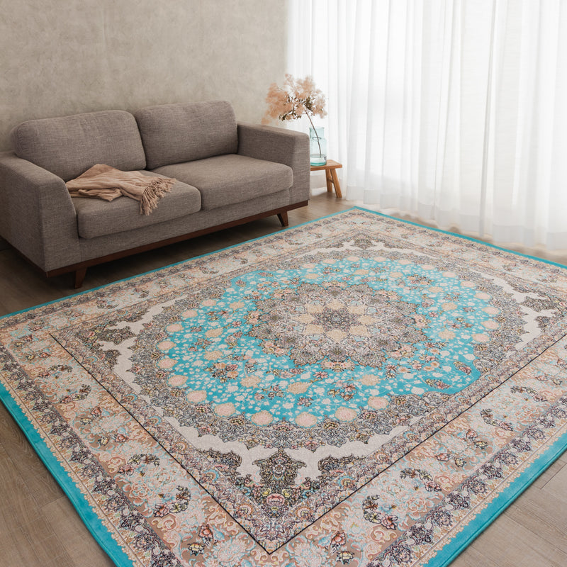 ペルシャ絨毯（機械織）　スーザン柄　ブルー　200×250cm