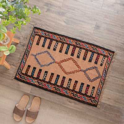 ペルシャ手織りキリム　ウール　玄関マット　ホラサン　58×84cm