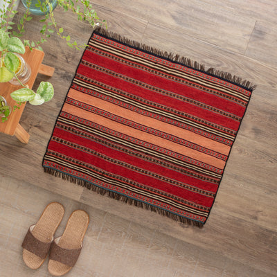 ペルシャ手織りキリム　ウール　玄関マット　アゼルバイジャン　55×65cm