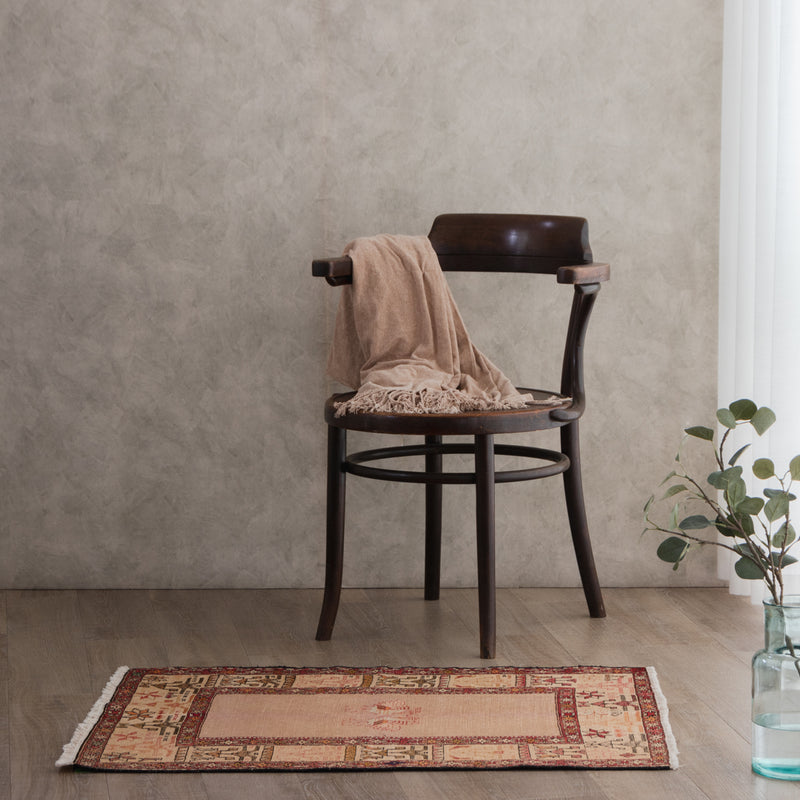ペルシャ手織りキリム　シルク　玄関マット　アルダビール　73×96cm