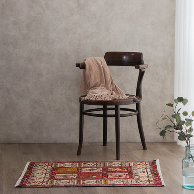ペルシャ手織りキリム　シルク　玄関マット　アルダビール　75×95cm
