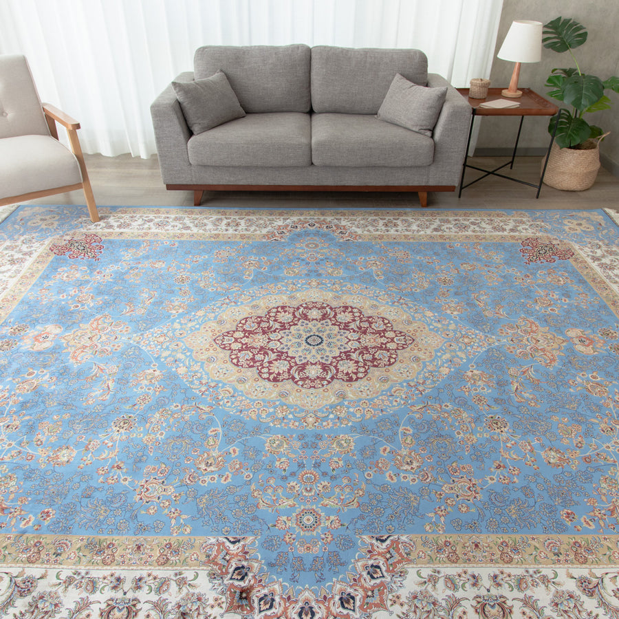 バンブーシルク絨毯 サーモンレッド色 200×300cm バンブーシルク 大型