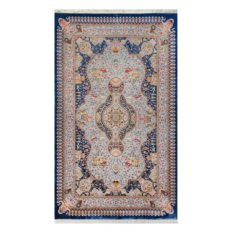 ペルシャ絨毯（機械&手織り） バンブーシルク 約170×275cm ラグサイズ