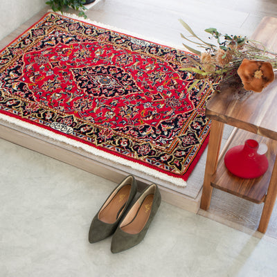 ペルシャ手織り絨毯　ウール　玄関マット　カーシャーン　69×99cm