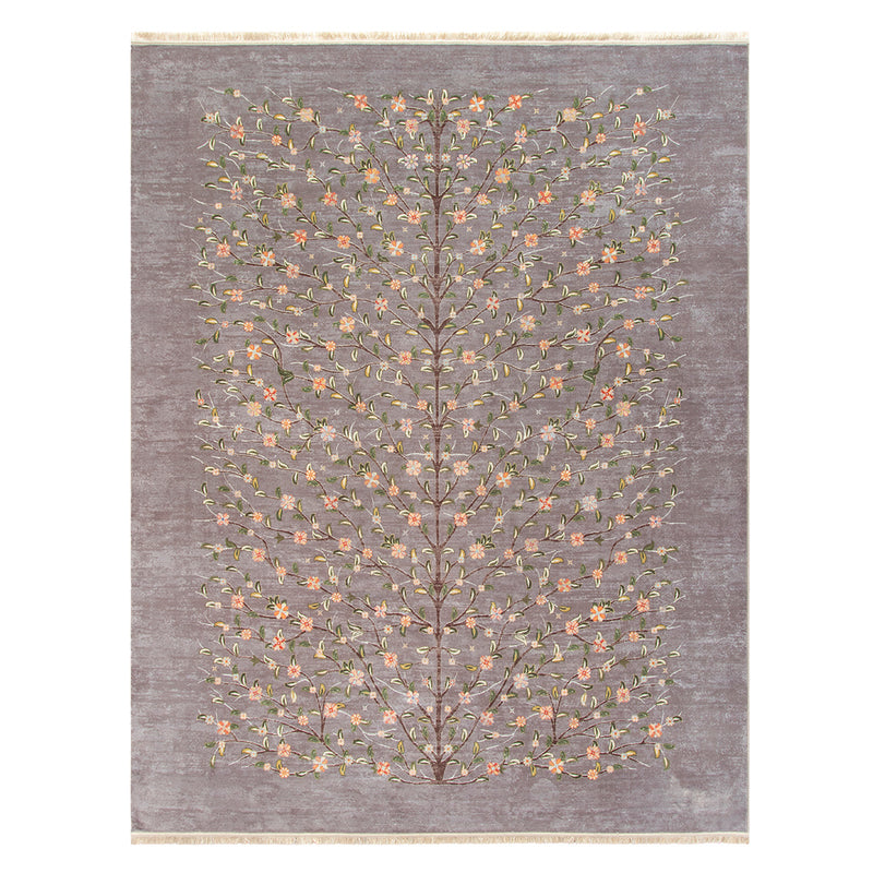ペルシャ絨毯（機械織）　ゼンデギ柄　グレー　200×250cm