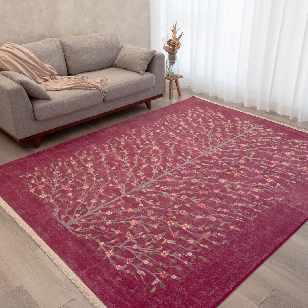 ペルシャカーペット ラグ ゼンデギ柄 ワインレッド 200×250cm – Persiadirect