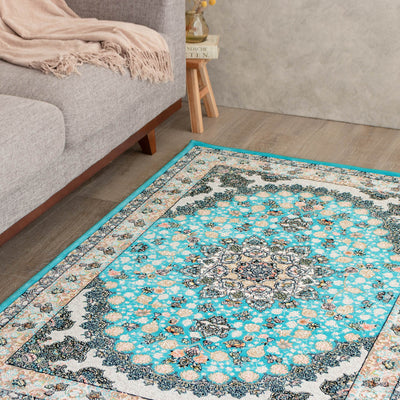 ペルシャ絨毯（機械織）　スーザン柄　ブルー　100×150cm