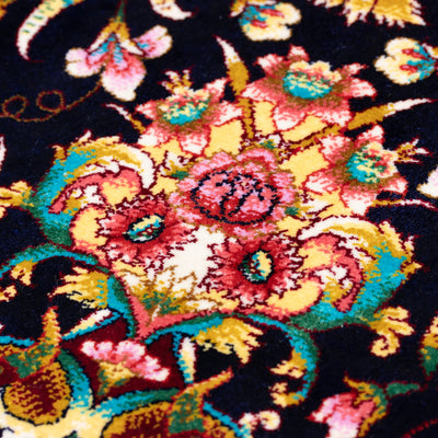 ペルシャ絨毯（機械&手織り） バンブーシルク 約80×120cm 玄関マットサイズ
