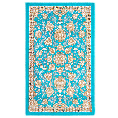 ペルシャ絨毯（機械織）　マールー柄　ブルー　50×80cm