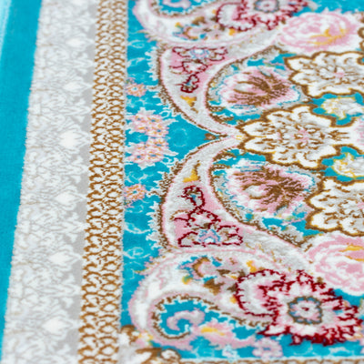 ペルシャ絨毯（機械織）　ゴルザール柄　ブルー　50×80cm
