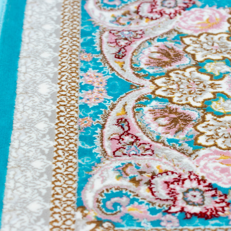 ペルシャ絨毯（機械織）　ゴルザール柄　ブルー　50×80cm