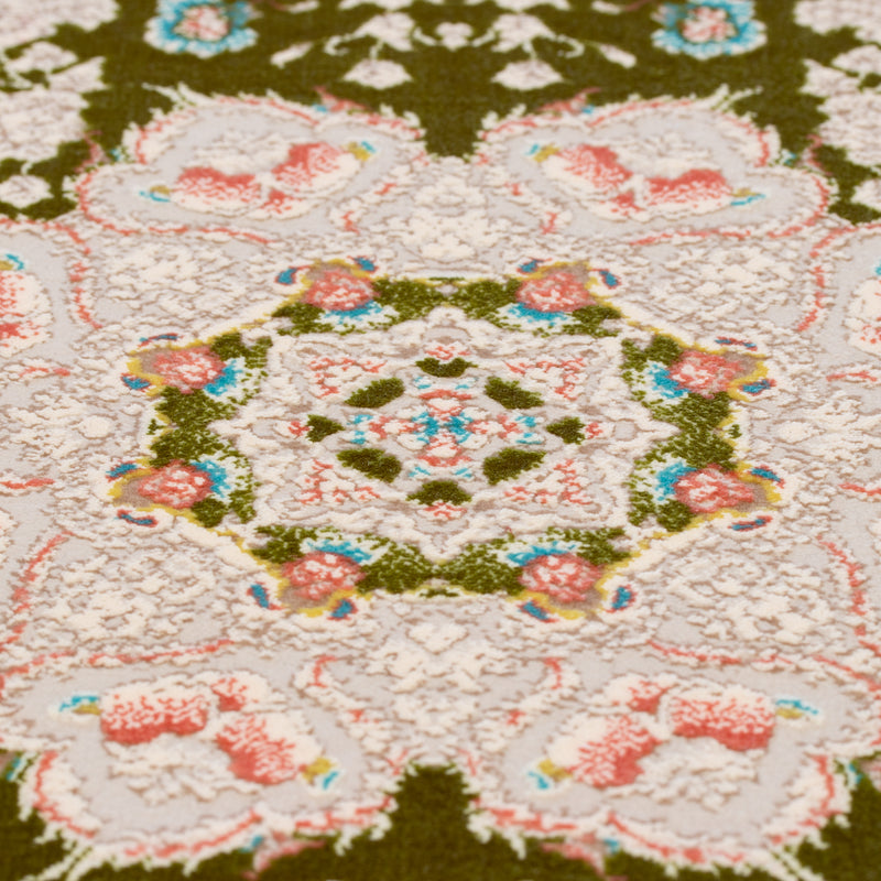 ペルシャ絨毯（機械織）　スーザン柄　グリーン　50×80cm
