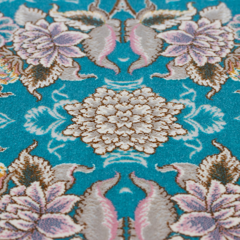 ペルシャ絨毯（機械織）　ナスタラン柄　ブルー　50×80cm