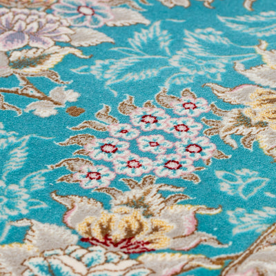 ペルシャ絨毯（機械織）　ナスタラン柄　ブルー　50×80cm