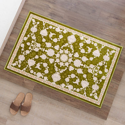ペルシャ絨毯（機械織）　マールー柄　グリーン　75×120cm