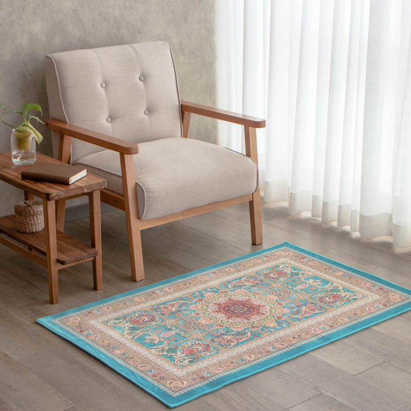 ペルシャ絨毯（機械織）　ゴルザール柄　ブルー　75×120cm