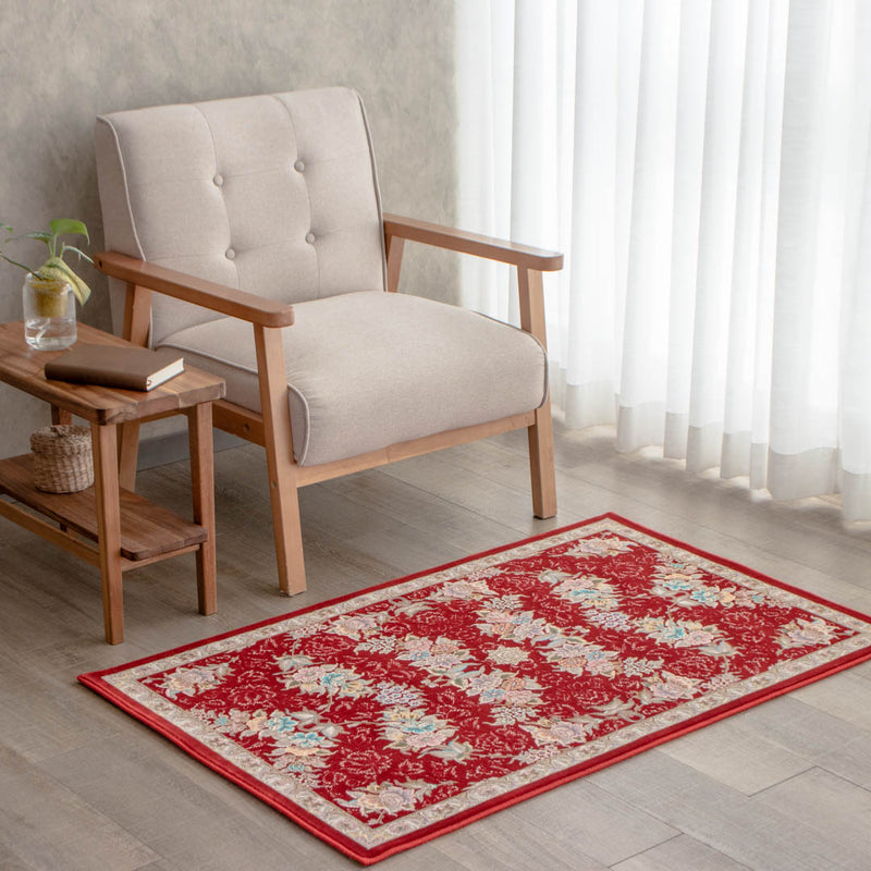 ペルシャ絨毯（機械織）　ナスタラン柄　レッド　75×120cm