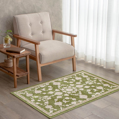 ペルシャ絨毯（機械織）　マールー柄　グリーン　75×120cm