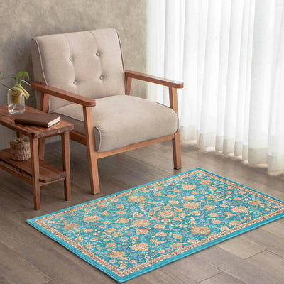 ペルシャ絨毯（機械織）　マールー柄　ブルー　75×120cm