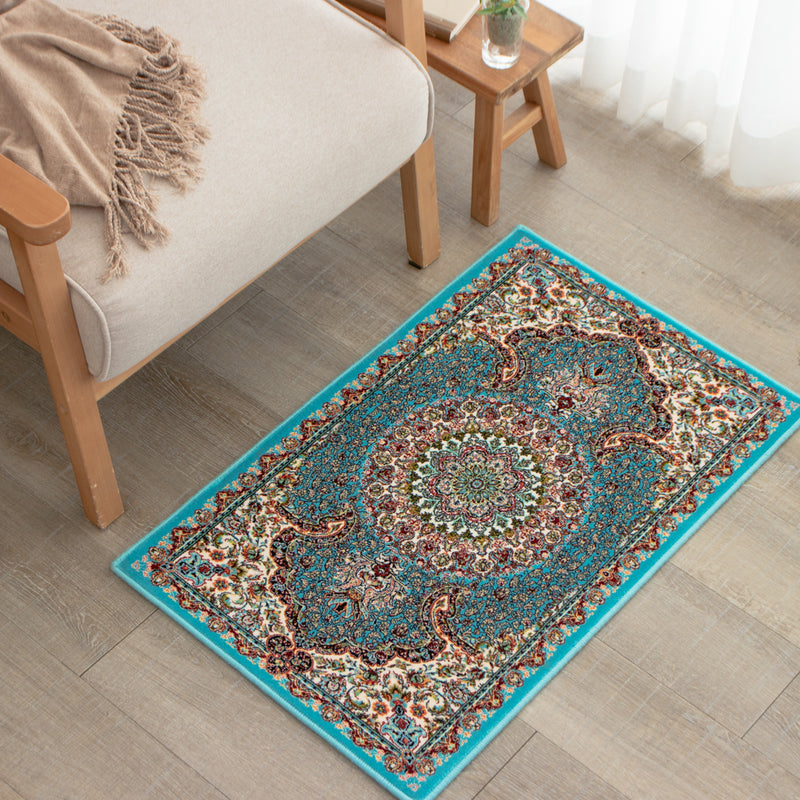 ペルシャ絨毯（機械織）　サーラール柄　ブルー　50×80cm