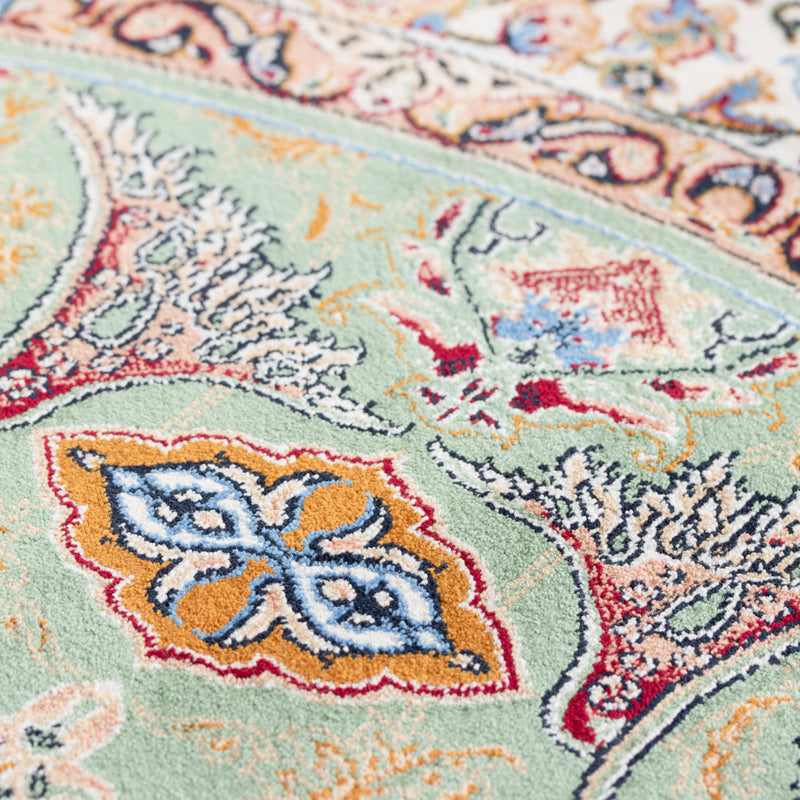 ペルシャ絨毯（機械織り） バンブーシルク　丸形　約直径100cm ラグサイズ