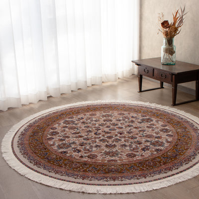 ペルシャ絨毯（機械織り）　丸形　バンブーシルク 約直径150cm ラグサイズ