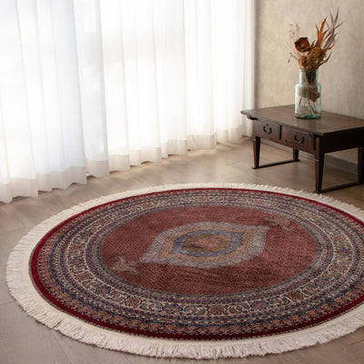 ペルシャ絨毯（機械織） バンブーシルク 丸形ラグサイズ (直径約150cm