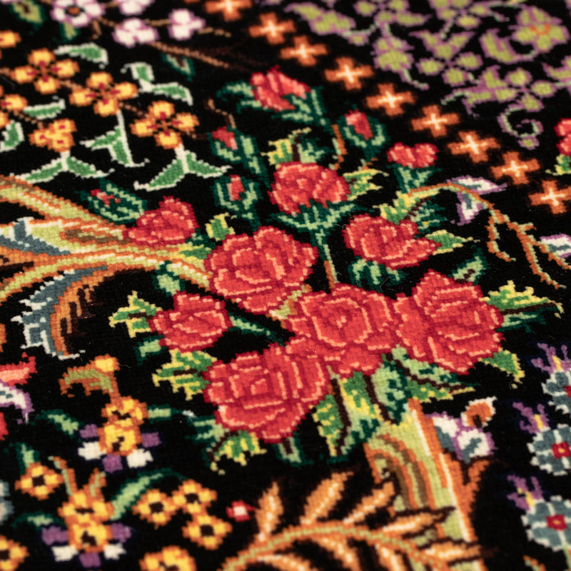 ペルシャ手織り絨毯　シルク　玄関マット　クム　57×90cm