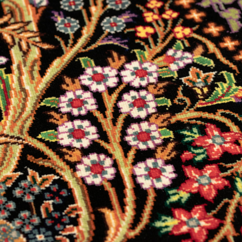 ペルシャ手織り絨毯　シルク　玄関マット　クム　57×90cm